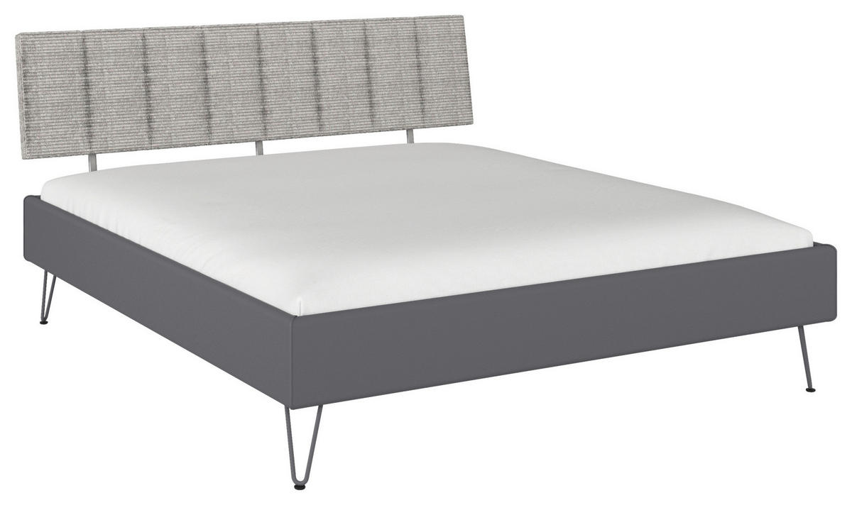 BETT 180/200 cm,  in Grau,  - Grau, Design, Textil/Metall (180/200cm) - Carryhome