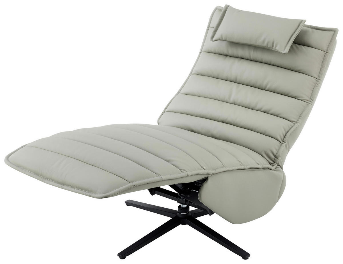 RELAXSESSEL in Metall, Textil, Leder Grau, Schwarz  - Schwarz/Grau, Design, Leder/Textil (68/108/84cm) - Stylife