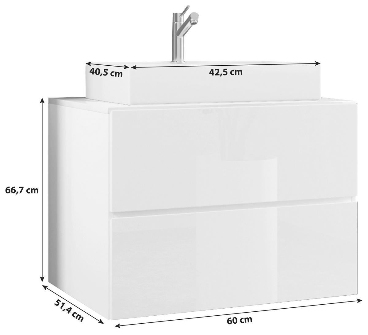 WASCHTISCHKOMBI 60 cm  - Honigeiche/Eichefarben, MODERN, Keramik/Holzwerkstoff (60cm) - MID.YOU