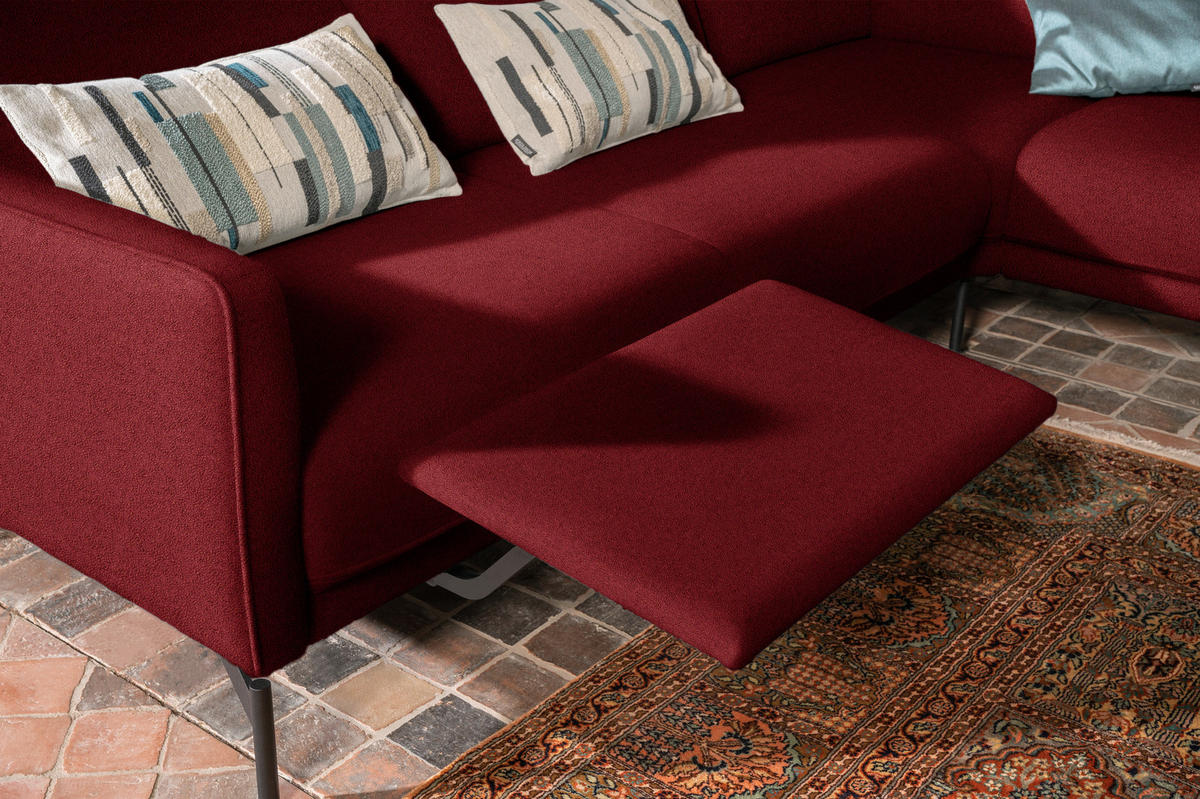 ECKSOFA in Flachgewebe, Struktur Rot  - Anthrazit/Rot, Design, Textil/Metall (254/230cm) - Johann Jakob