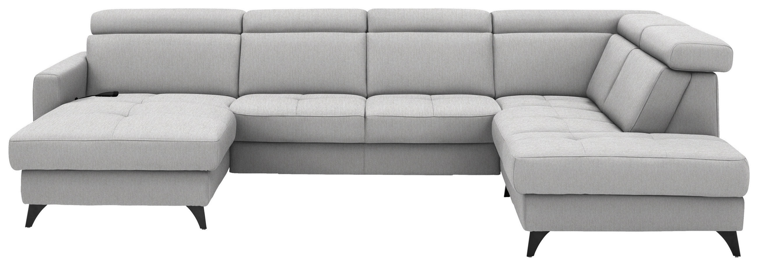 WOHNLANDSCHAFT Beldomo System in Flachgewebe Naturfarben  - Schwarz/Naturfarben, KONVENTIONELL, Textil/Metall (174/333/215cm) - Beldomo System