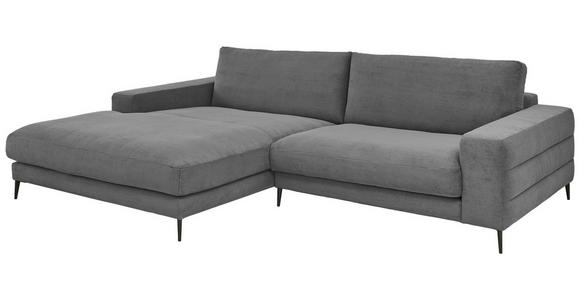 ECKSOFA Anthrazit Feincord  - Anthrazit/Schwarz, Design, Textil/Metall (207/293cm) - Dieter Knoll