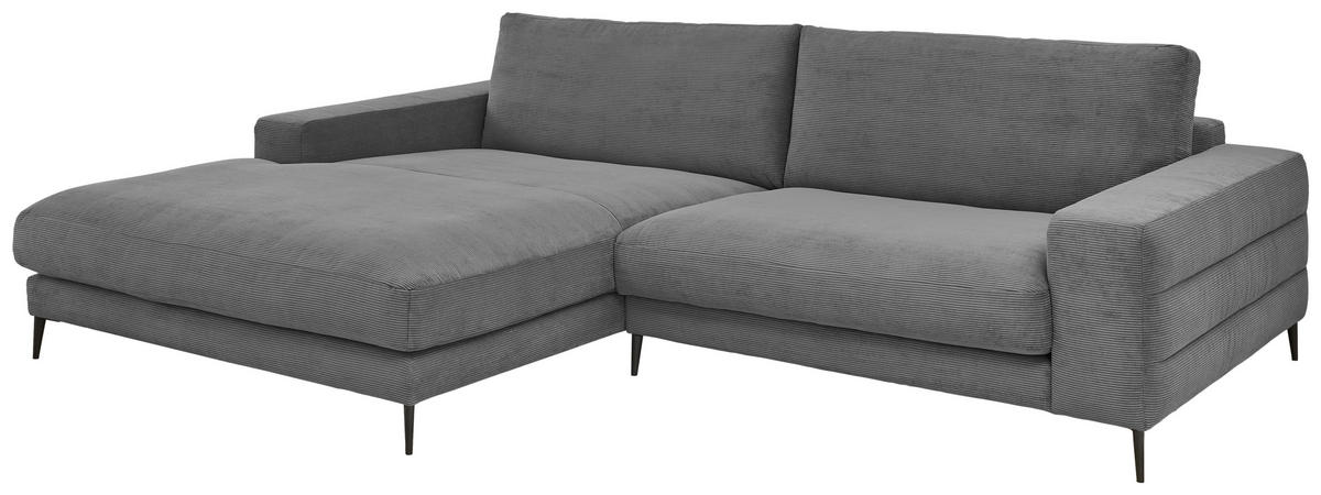 ECKSOFA Anthrazit Feincord  - Anthrazit/Schwarz, Design, Textil/Metall (207/293cm) - Dieter Knoll