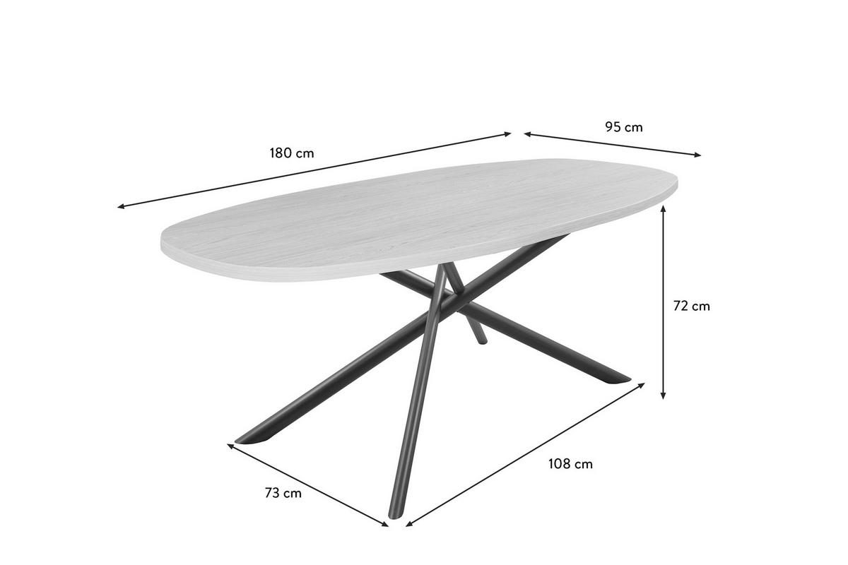 ESSTISCH Schwarz, Nussbaumfarben bootsförmig  in verschiedenen Holzdekoren erhältlich  - Nussbaumfarben/Schwarz, Basics, Holzwerkstoff/Metall (180/95/76cm) - Celina Home