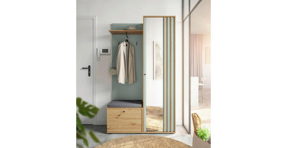 GARDEROBE 5-teilig in 114/197/40 cm - Salbeigrün/Eiche Artisan, Design, Glas/Holzwerkstoff (114/197/40cm) - Xora
