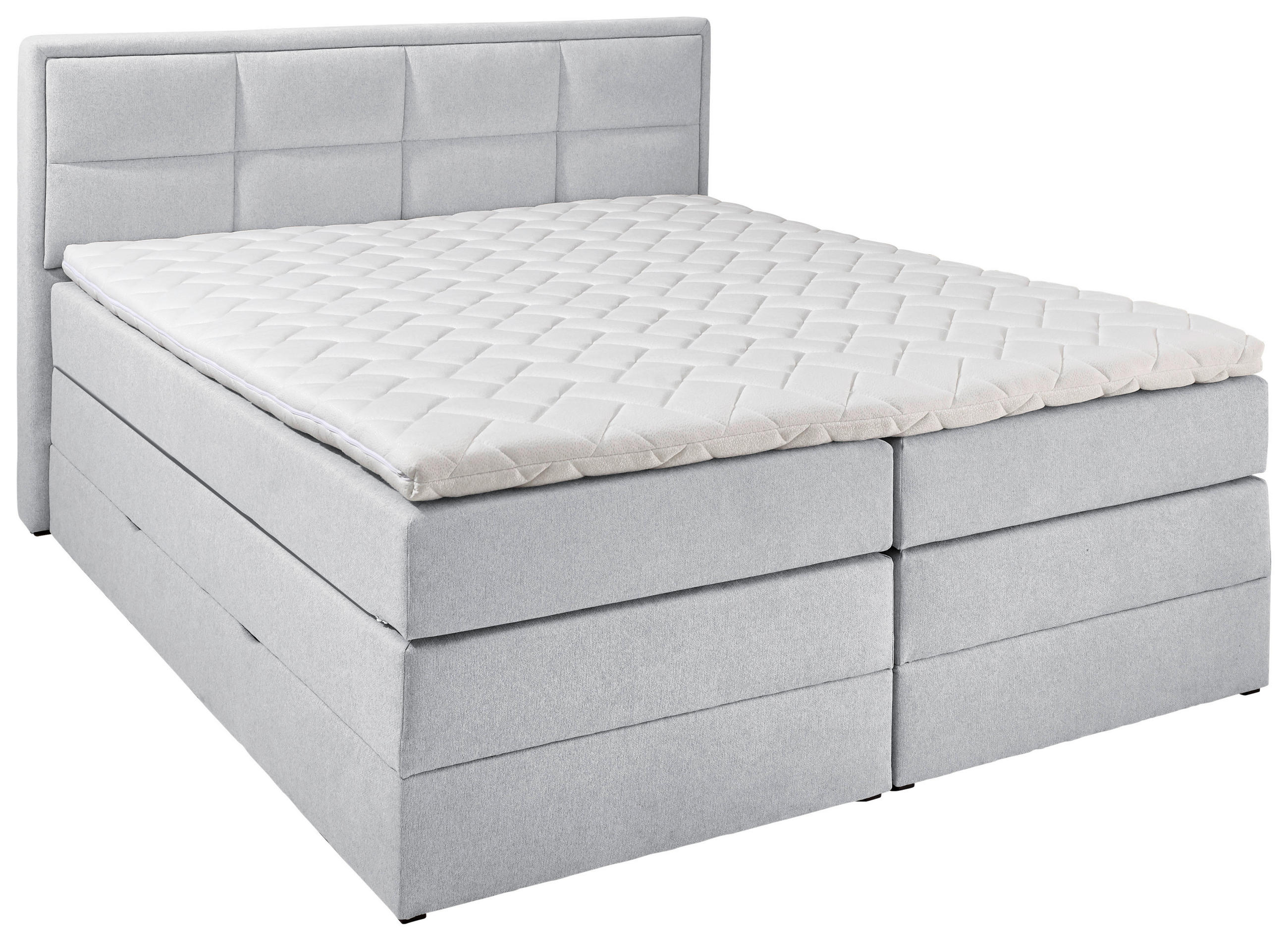 BOXSPRINGBETT 140/200 cm,  in Greige, Matratze, Bettkasten, Topper, H2 + H3 = mittel + fest  - Greige/Schwarz, Konventionell, Kunststoff/Textil (140/200cm) - Esposa