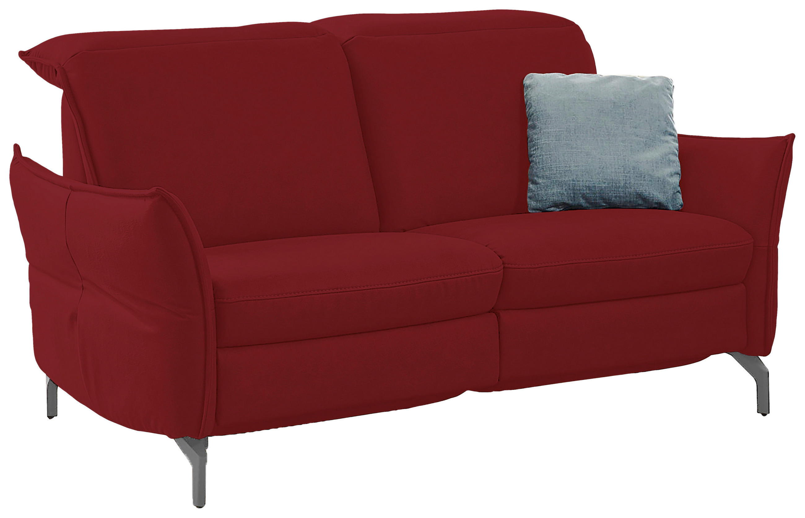 2-SITZER-SOFA Lederlook (vegan) Rot  - Rot/Nickelfarben, MODERN, Textil/Metall (154/89/109cm) - Livetastic