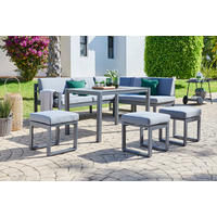 DINING-LOUNGESET 213/169 cm Aluminium, Stahl  - Dunkelgrau/Anthrazit, MODERN, Glas/Textil (213/169cm) - Ambia Garden
