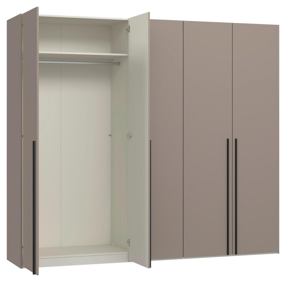 DREHTÜRENSCHRANK 253/220/59 cm,  in Hellbraun, 5-türig  - Hellbraun/Schwarz, Design, Holzwerkstoff/Metall (253/220/59cm) - Jutzler