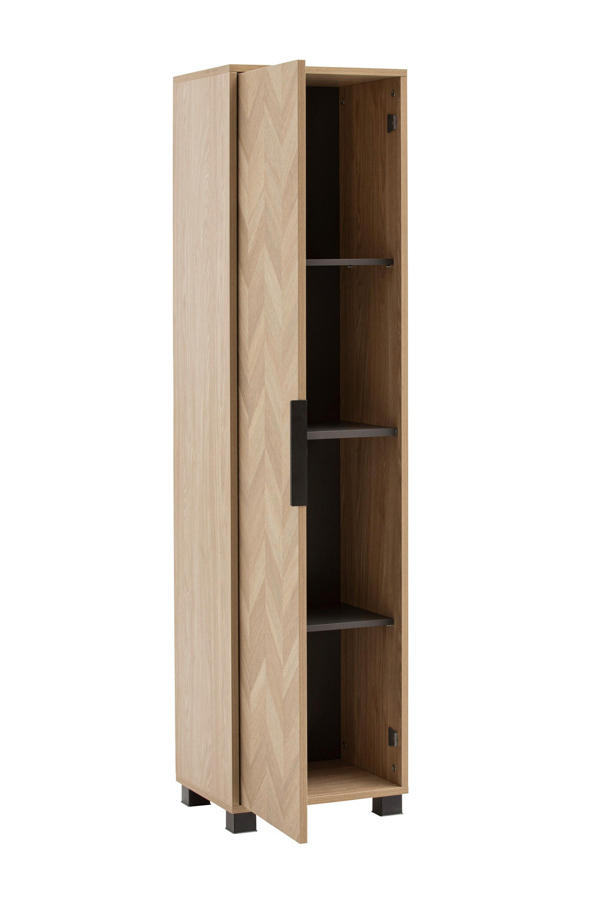 HOCHSCHRANK 40,3/157,8/33,05 cm  - Eichefarben/Schwarz, Natur, Holzwerkstoff/Kunststoff (40,3/157,8/33,05cm) - Stylife