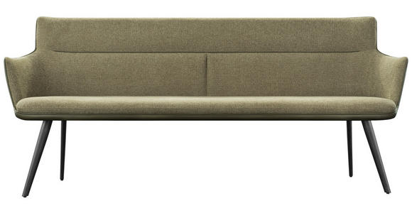 SITZBANK 200/90/62 cm in Schwarz, Taupe, Olivgrün - Taupe/Schwarz, Design, Holz/Textil (200/90/62cm) - Hom`in