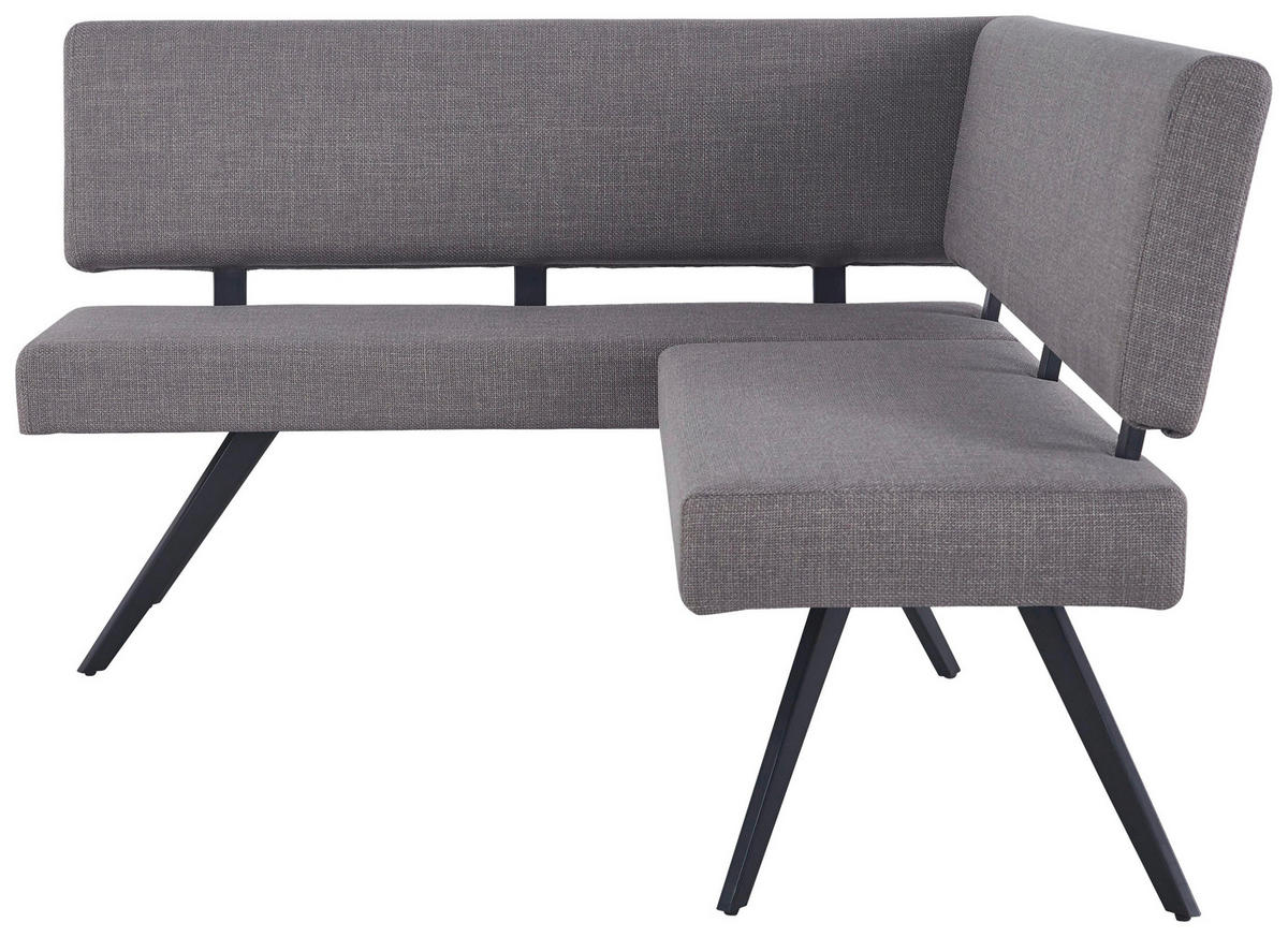 ECKBANK 150/190 cm  in Hellgrau  - Hellgrau/Schwarz, KONVENTIONELL, Textil/Metall (150/190cm) - MID.YOU