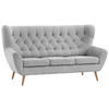3-SITZER-SOFA in Flachgewebe Grau  - Grau, Design, Holz/Textil (187/101/95cm) - Stylife