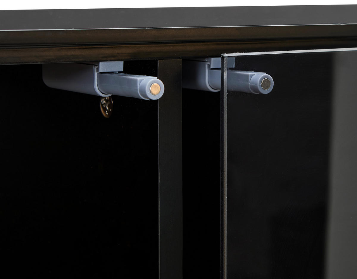 VITRINE  in furniert Eiche Schwarz, Eichefarben  - Eichefarben/Schwarz, Trend, Glas/Holz (91,5/136/40cm) - Xora