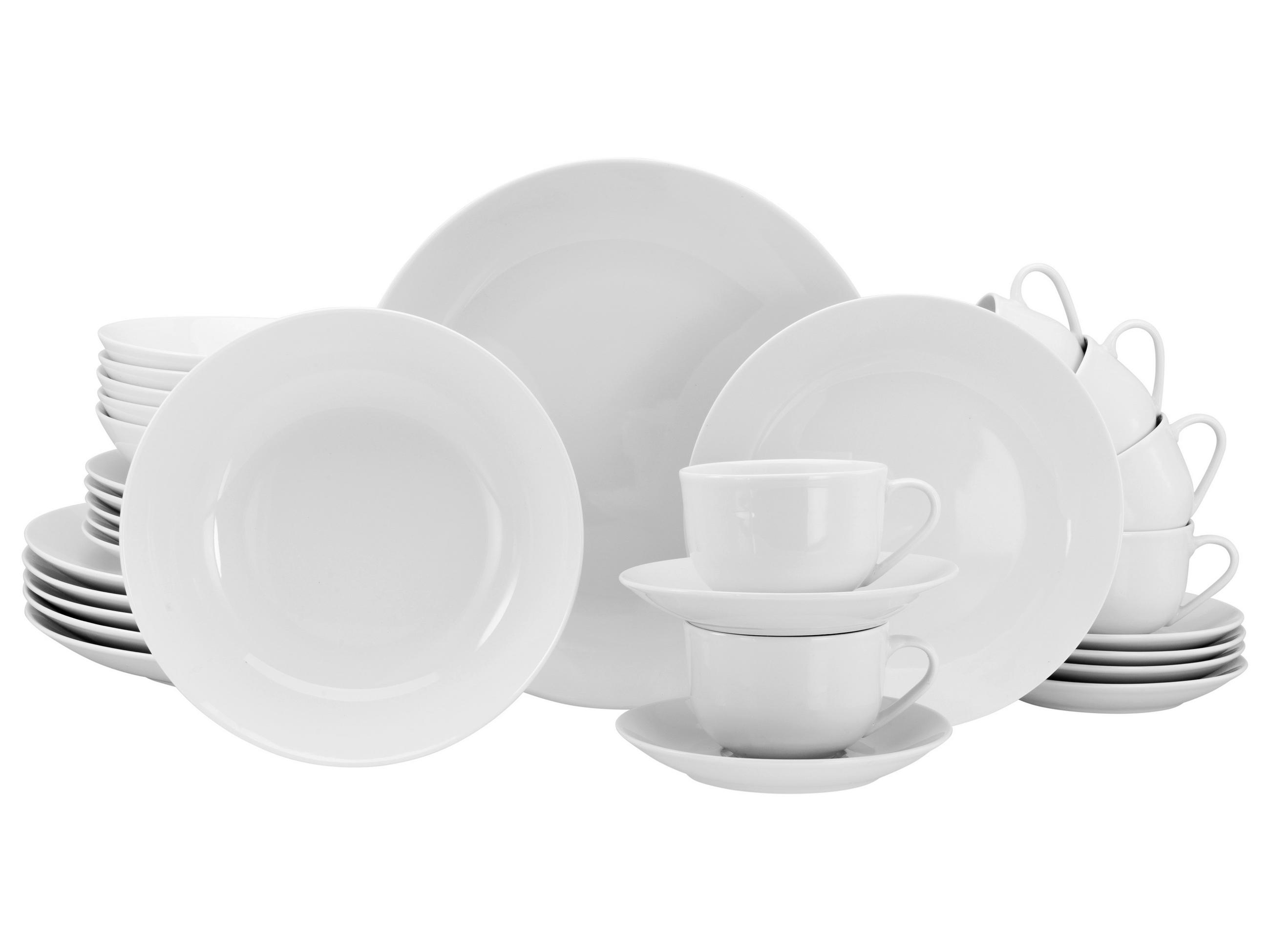 KOMBISERVICE 30-teilig Luna  - Weiß, Basics, Keramik - Creatable