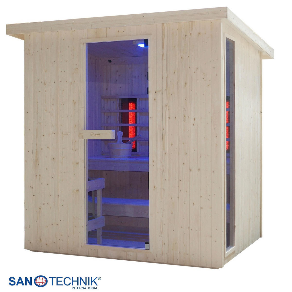 INFRAROTKABINE für 4-6 Personen Lahti  - Fichtefarben, KONVENTIONELL, Holz (198/181,5/202,2cm) - Sanotechnik