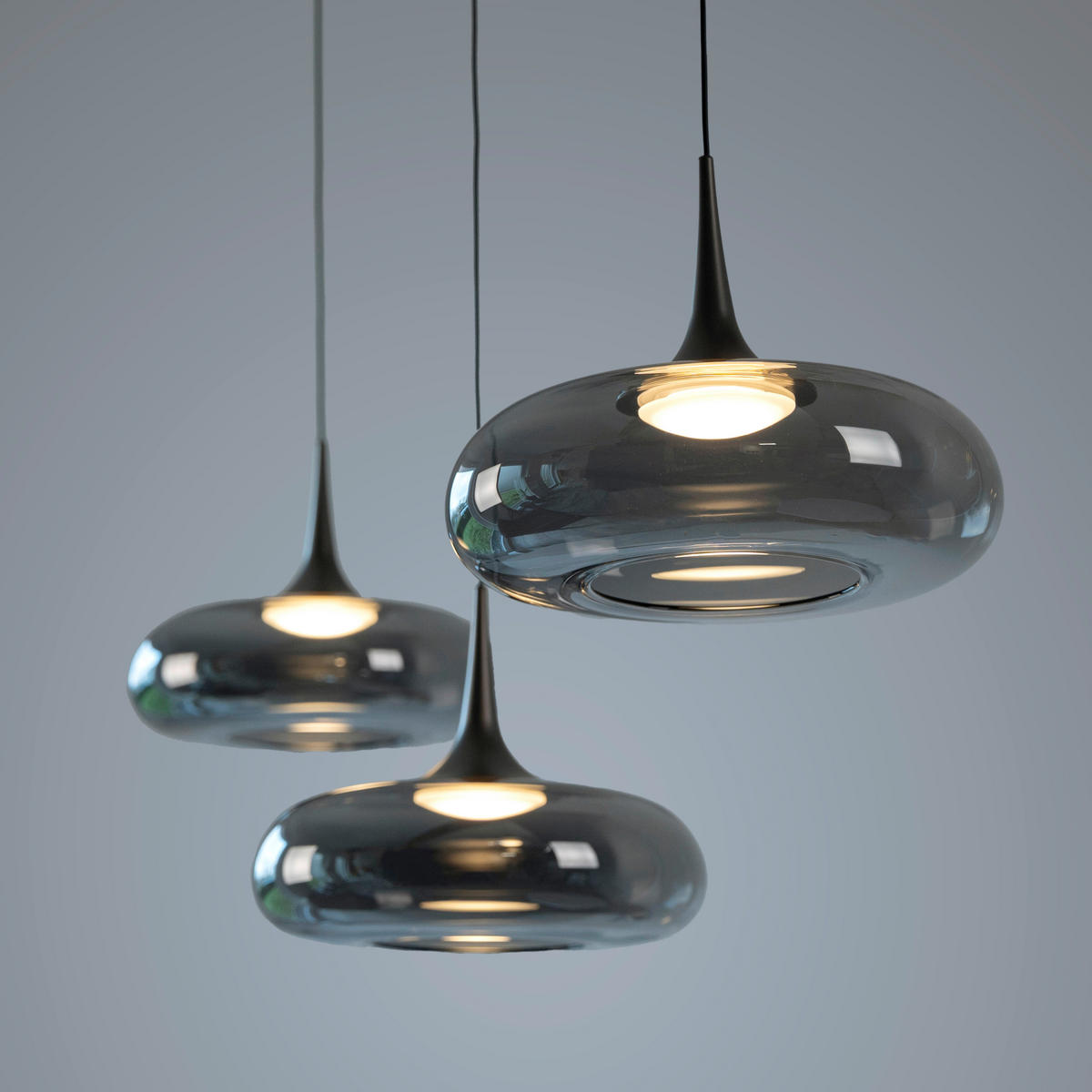LED-PENDELLEUCHTE 97/22/200 cm  - Grau, Design, Glas/Kunststoff (97/22/200cm) - Schöner Wohnen