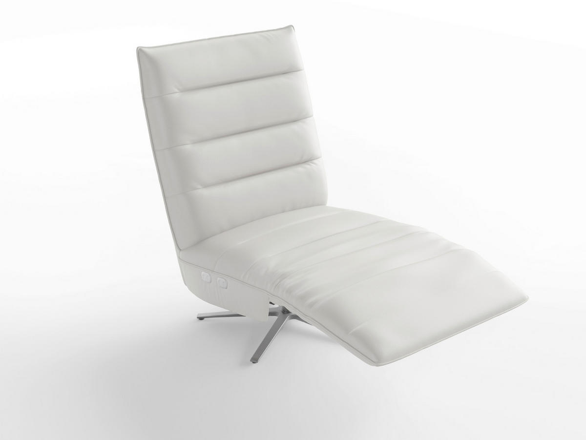 RELAXSESSEL Leder Weiss  - Weiss/Silberfarben, Basics, Leder/Metall (80/109/98cm) - Sit & More