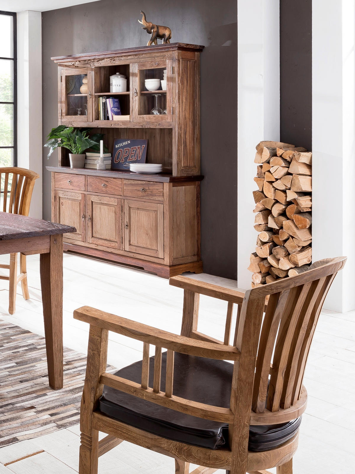 SIDEBOARD  148/83,50/44 cm 3 Schublade(n)  - Messingfarben/Naturfarben, Design, Holz/Metall (148/83,50/44cm) - MID.YOU