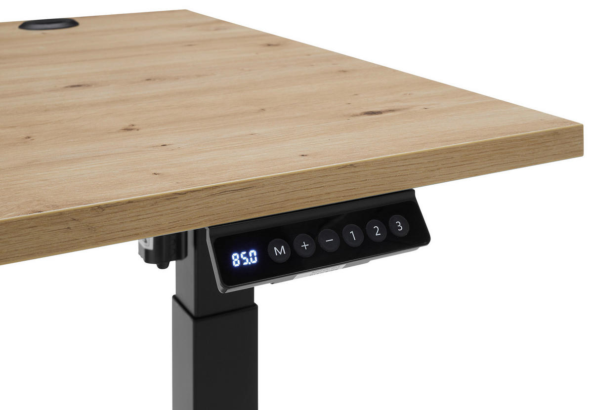 SCHREIBTISCH 160/77/72-120 cm  in Eiche Artisan  - Schwarz/Eiche Artisan, MODERN, Holzwerkstoff/Metall (160/77/72-120cm) - Carryhome