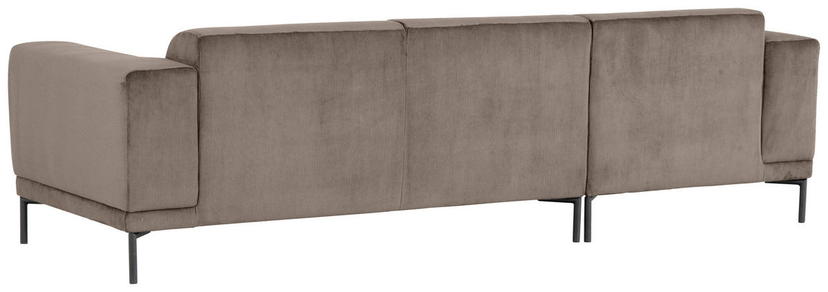 ECKSOFA ERNO in Cord Taupe  262/183 cm  - Taupe/Schwarz, Design, Textil/Metall (262/183cm) - MID.YOU