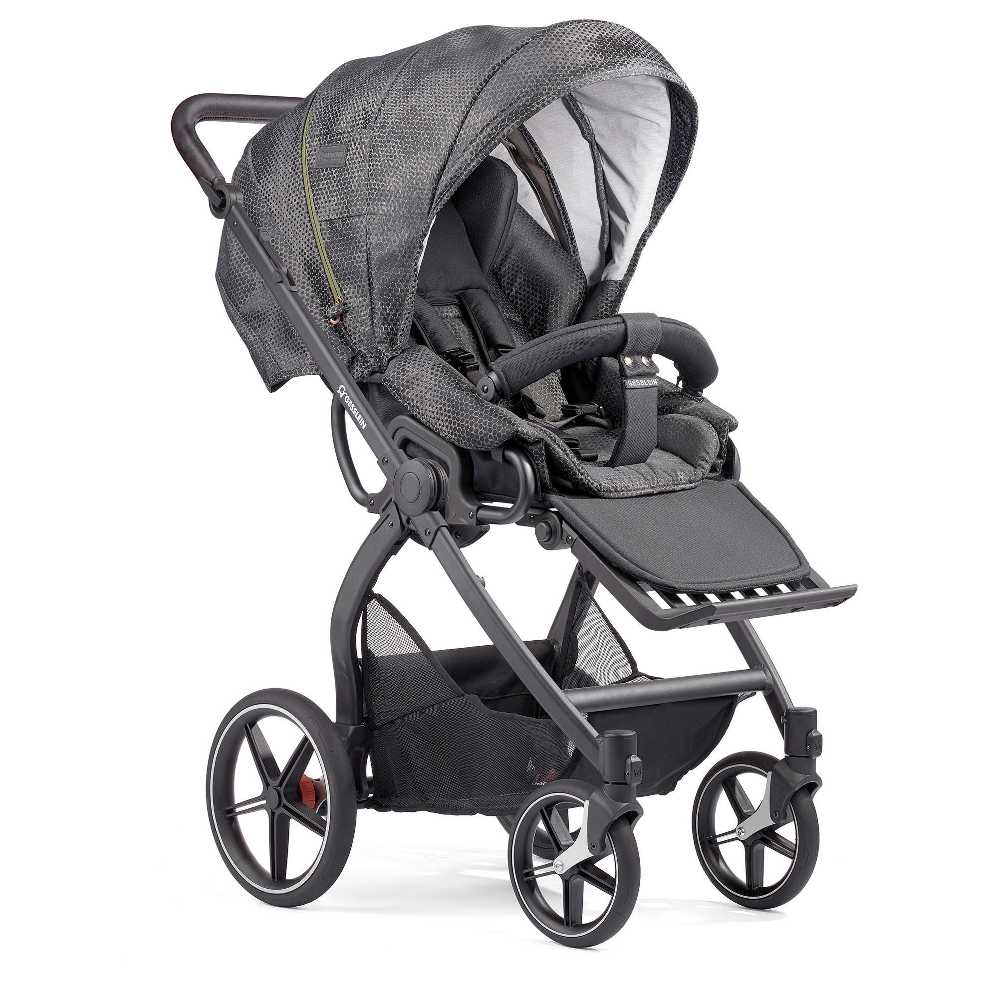 KINDERWAGENSET FX4 Classic  - Schwarz, Basics, Textil/Metall (57/129/100cm) - Gesslein