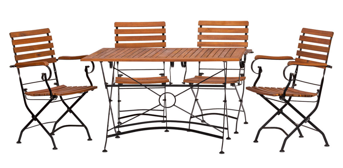GARTENTISCHGRUPPE   - Anthrazit/Akaziefarben, Basics, Holz/Metall (120/75/80cm) - Gardenson