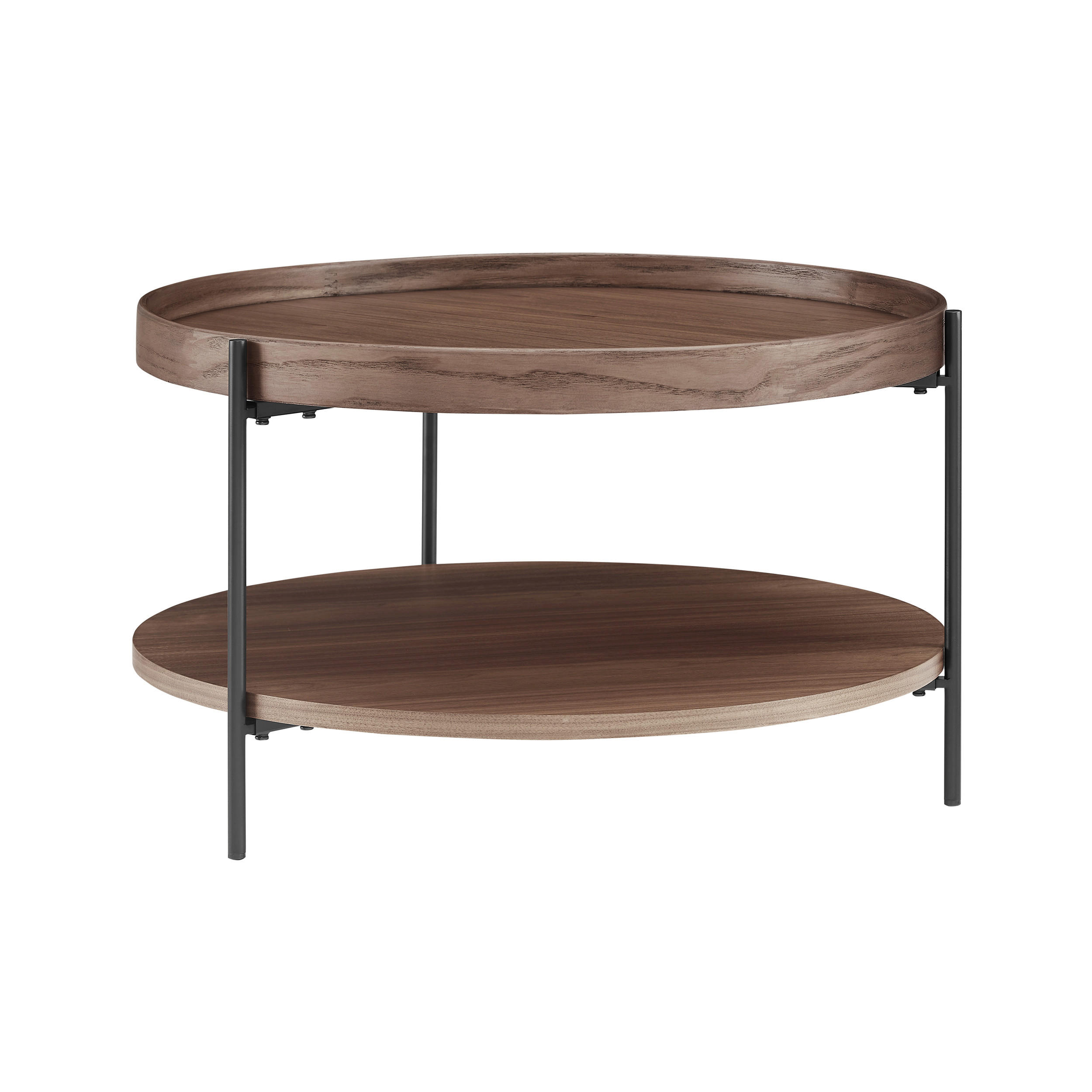 COUCHTISCH 69/69/39 cm rund Walnussfarben  - Walnussfarben/Schwarz, Design, Holzwerkstoff/Metall (69/69/39cm) - Livetastic