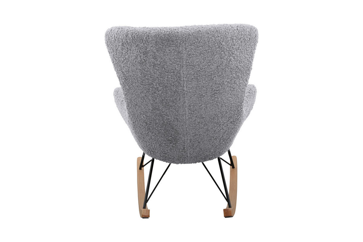 SCHAUKELSTUHL in Teddystoff Hellgrau  - Eichefarben/Hellgrau, MODERN, Holz/Textil (75/106/102cm) - Livetastic