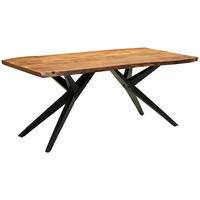 ESSTISCH Holz, Metall 180/90/77 cm  - Schwarz/Naturfarben, Romantik / Landhaus, Holz/Metall (180/90/77cm) - Landscape