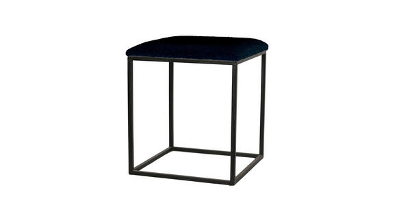 HOCKER Velours Schwarz  - Schwarz, LIFESTYLE, Textil/Metall (41/44/41cm) - Ambia Home