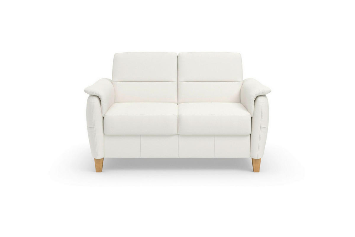DVOJMIESTNA POHOVKA, biela, pravá koža - biela/farba duba, Basics, koža/drevo (149/89/89cm) - Sit & More