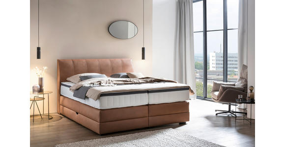 BOXSPRINGBETT 200/200 cm  in Cognac  - Wengefarben/Cognac, KONVENTIONELL, Holz/Textil (200/200cm) - Novel