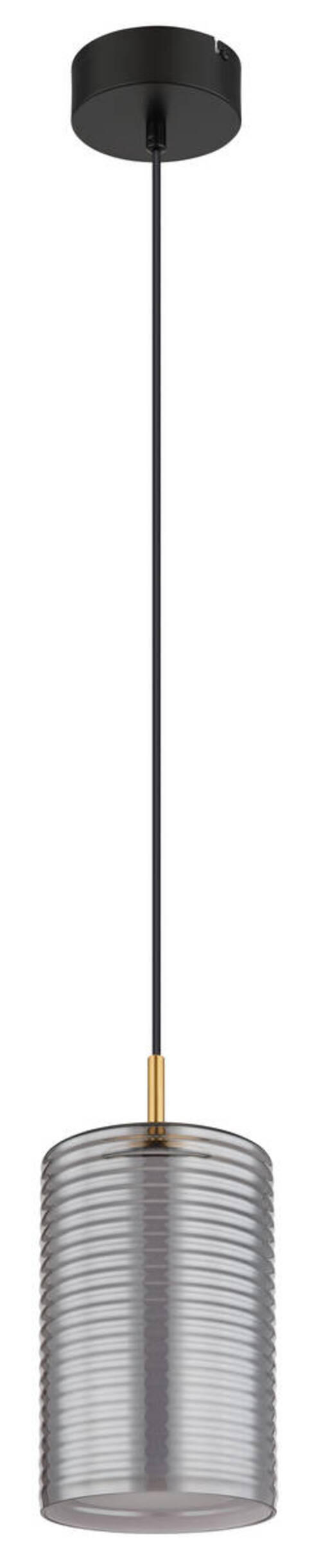 LED-HÄNGELEUCHTE 18/150 cm    - Messingfarben/Schwarz, Design, Glas/Metall (18/150cm) - Globo