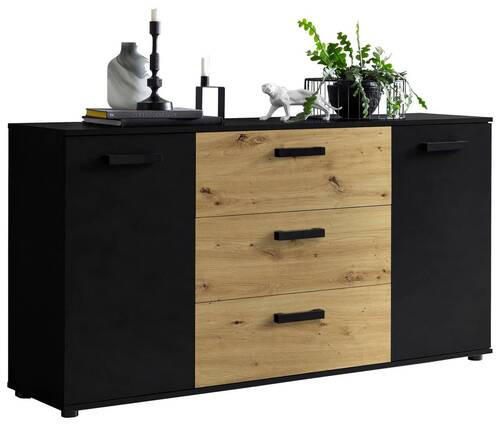 SIDEBOARD  in 150/78,9/38,5 cm  - Schwarz/Eiche Artisan, KONVENTIONELL, Holzwerkstoff/Kunststoff (150/78,9/38,5cm) - Carryhome