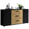 SIDEBOARD Schwarz, Eiche Artisan Einlegeböden, Türdämpfer  - Schwarz/Eiche Artisan, KONVENTIONELL, Holzwerkstoff/Kunststoff (150/78,9/38,5cm) - Carryhome