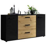 SIDEBOARD Schwarz, Eiche Artisan Einlegeböden, Türdämpfer  - Schwarz/Eiche Artisan, KONVENTIONELL, Holzwerkstoff/Kunststoff (150/78,9/38,5cm) - Carryhome