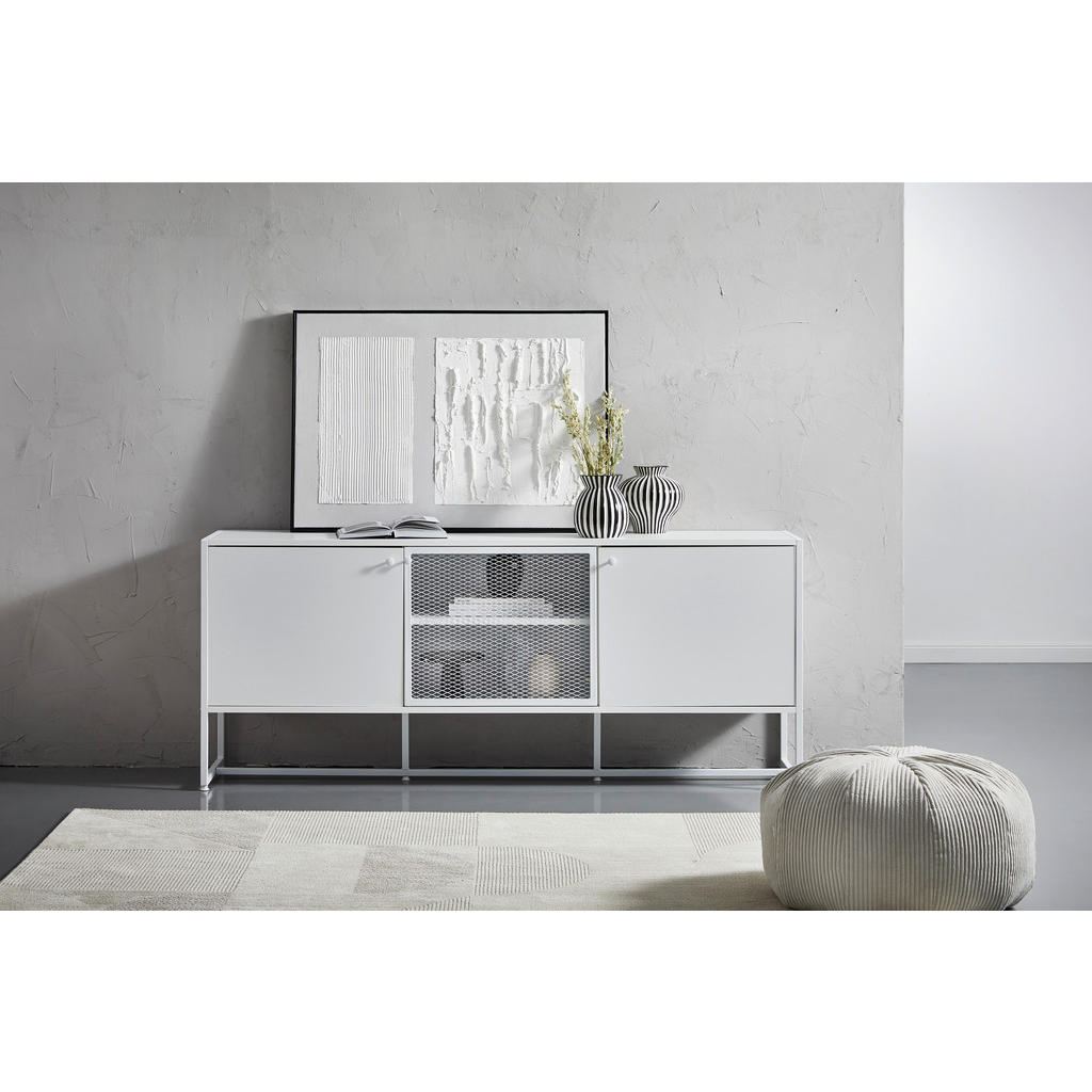Thumbnail - Novel Sideboard, Weiß, Metall, 3 Fächer, 180x75x41 cm, stehend, Wohnzimmer, Kommoden & Sideboards, Sideboards