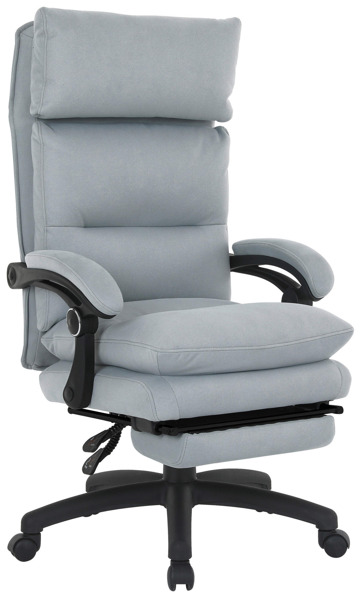 KONTORSSTOL  i mikrofiber ljusgrå  - ljusgrå/svart, Modern, metall/textil (63,5/114-122/70cm) - Venda