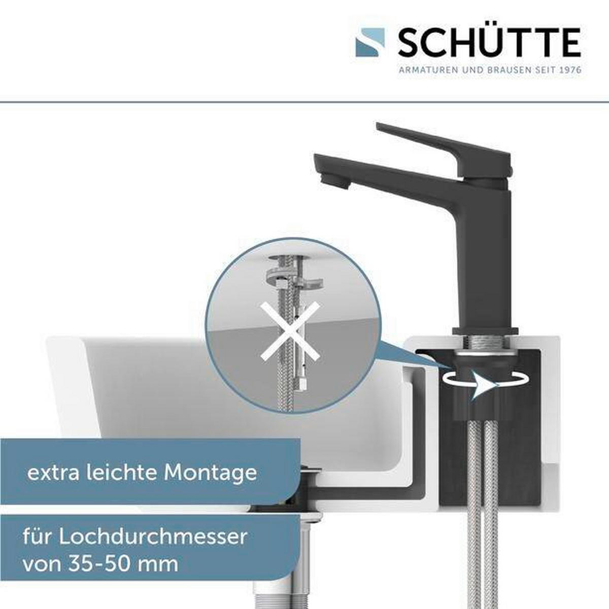 WASCHTISCHARMATUR 34016  - Schwarz, Basics, Metall (9/16,3/15,7cm) - Schütte