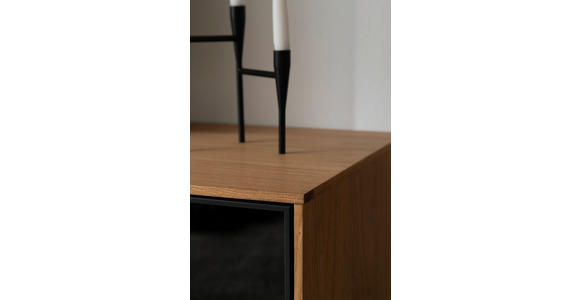 LOWBOARD Anthrazit, Eichefarben  209/61/50 cm  - Eichefarben/Anthrazit, Natur, Glas/Holz (209/61/50cm) - Linea Natura