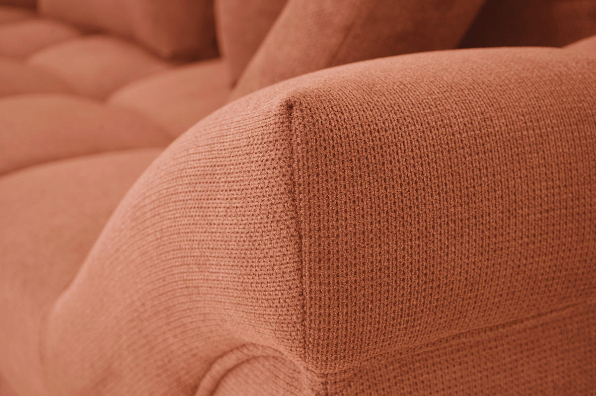ECKSOFA Cognac Flachgewebe, Mikrofaser  - Chromfarben/Cognac, Design, Kunststoff/Textil (198/312cm) - Livetastic