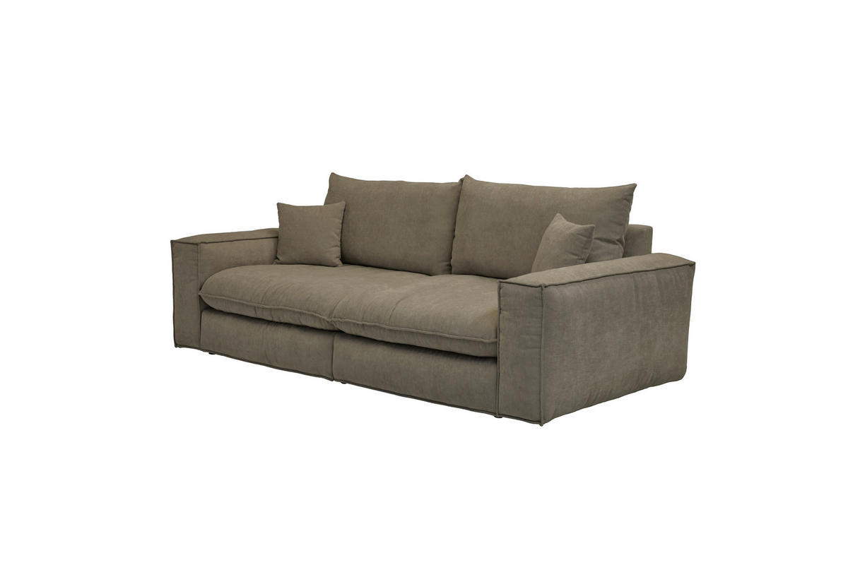 BIGSOFA Chenille Grau  - Schwarz/Grau, MODERN, Kunststoff/Textil (255/76/117cm) - Milino