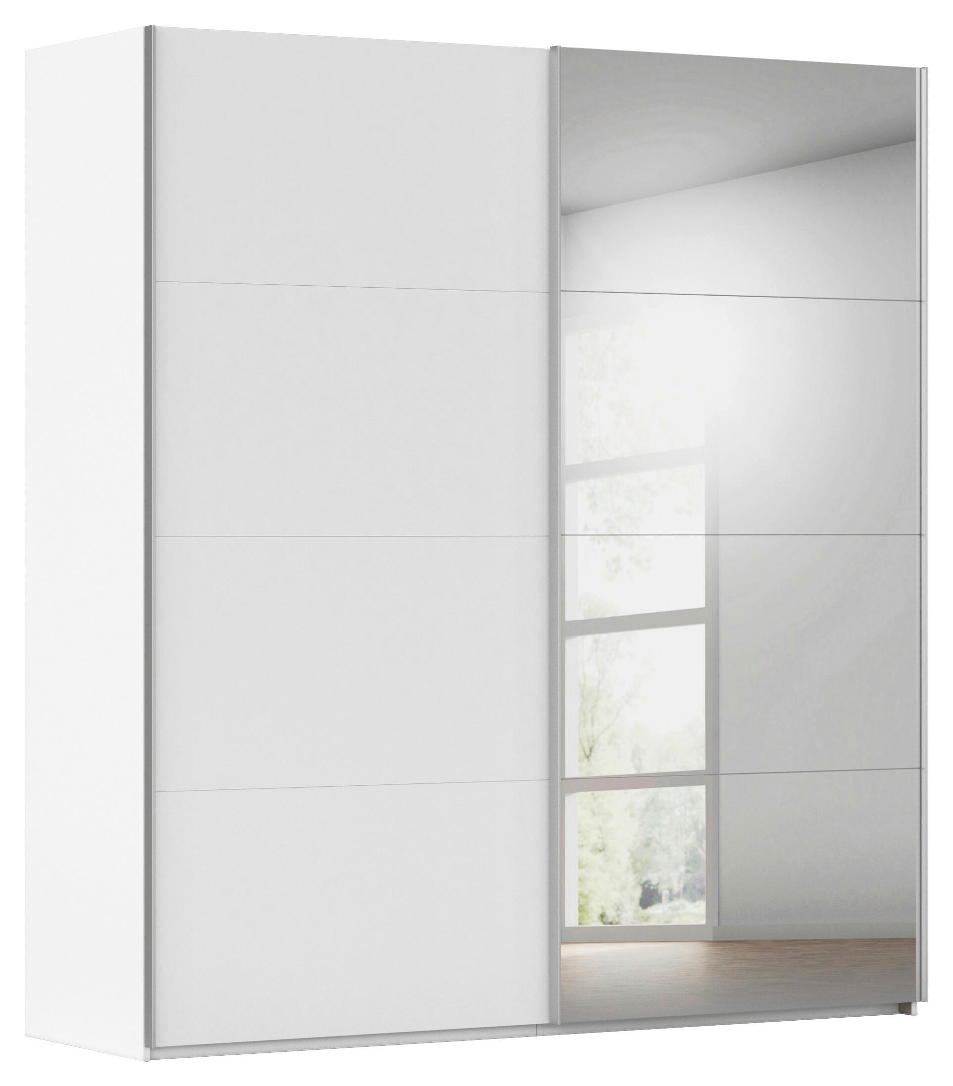 SCHWEBETÜRENSCHRANK 201/223/68 cm 2-türig Weiß  - Alufarben/Weiß, Basics, Glas/Holzwerkstoff (201/223/68cm) - Novel