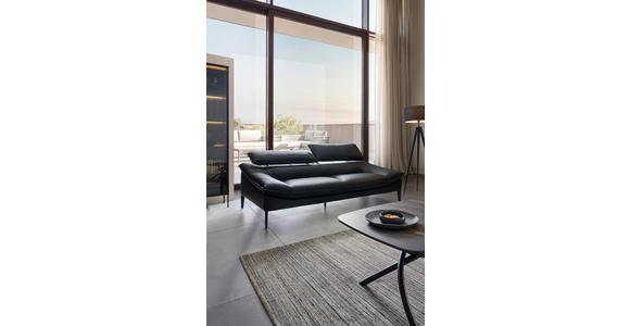 3-SITZER-SOFA Echtleder Schwarz  - Schwarz, Design, Leder/Metall (222/78/108cm) - Belluti