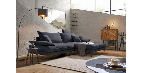 ECKSOFA in Mikrofaser Anthrazit  - Anthrazit/Schwarz, MODERN, Textil/Metall (297/173cm) - Carryhome