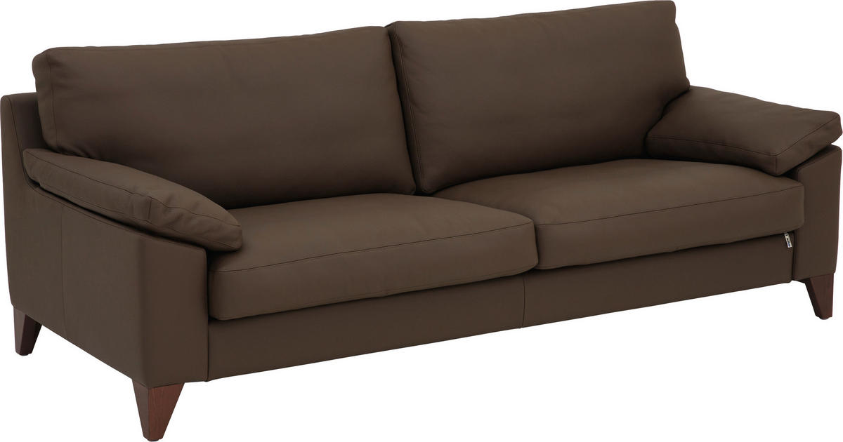 2-SITZER-SOFA Braun Echtleder  - Braun, Design, Leder/Holz (206/84/92cm) - Erpo