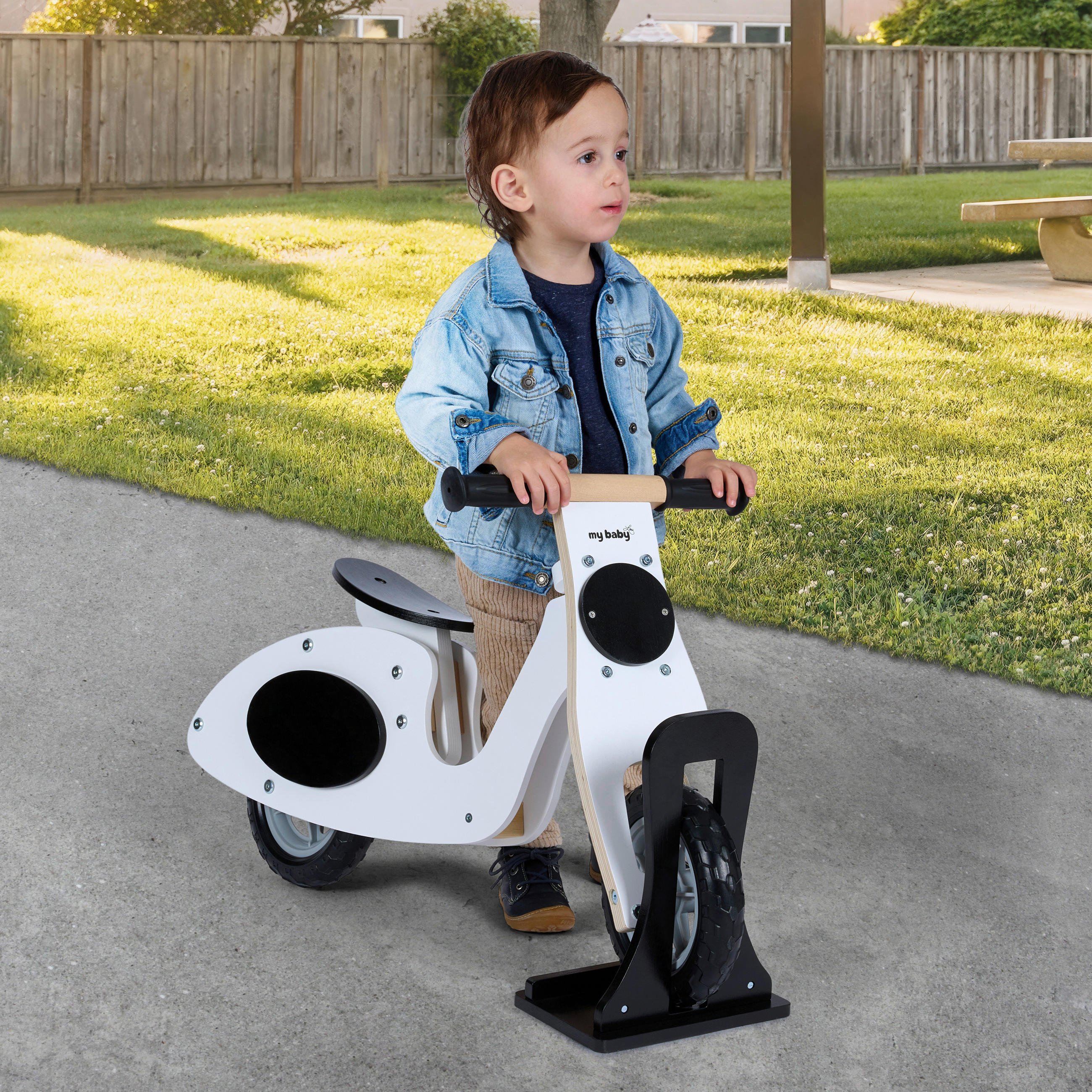 BICIKL BEZ PEDALA - bela/crna, Osnovno, drvo/metal (78/33/48cm) - My Baby Lou