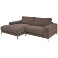 ECKSOFA in Feincord Taupe  - Taupe/Schwarz, Design, Textil/Metall (177/253cm) - Dieter Knoll