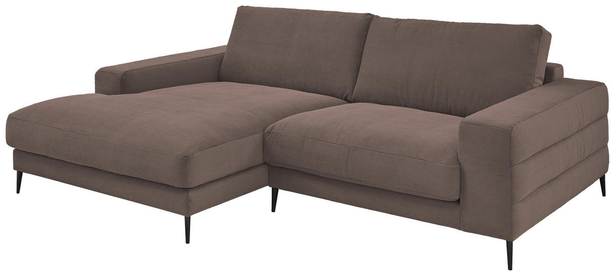 ECKSOFA Taupe Feincord  - Taupe/Schwarz, Design, Textil/Metall (177/253cm) - Dieter Knoll